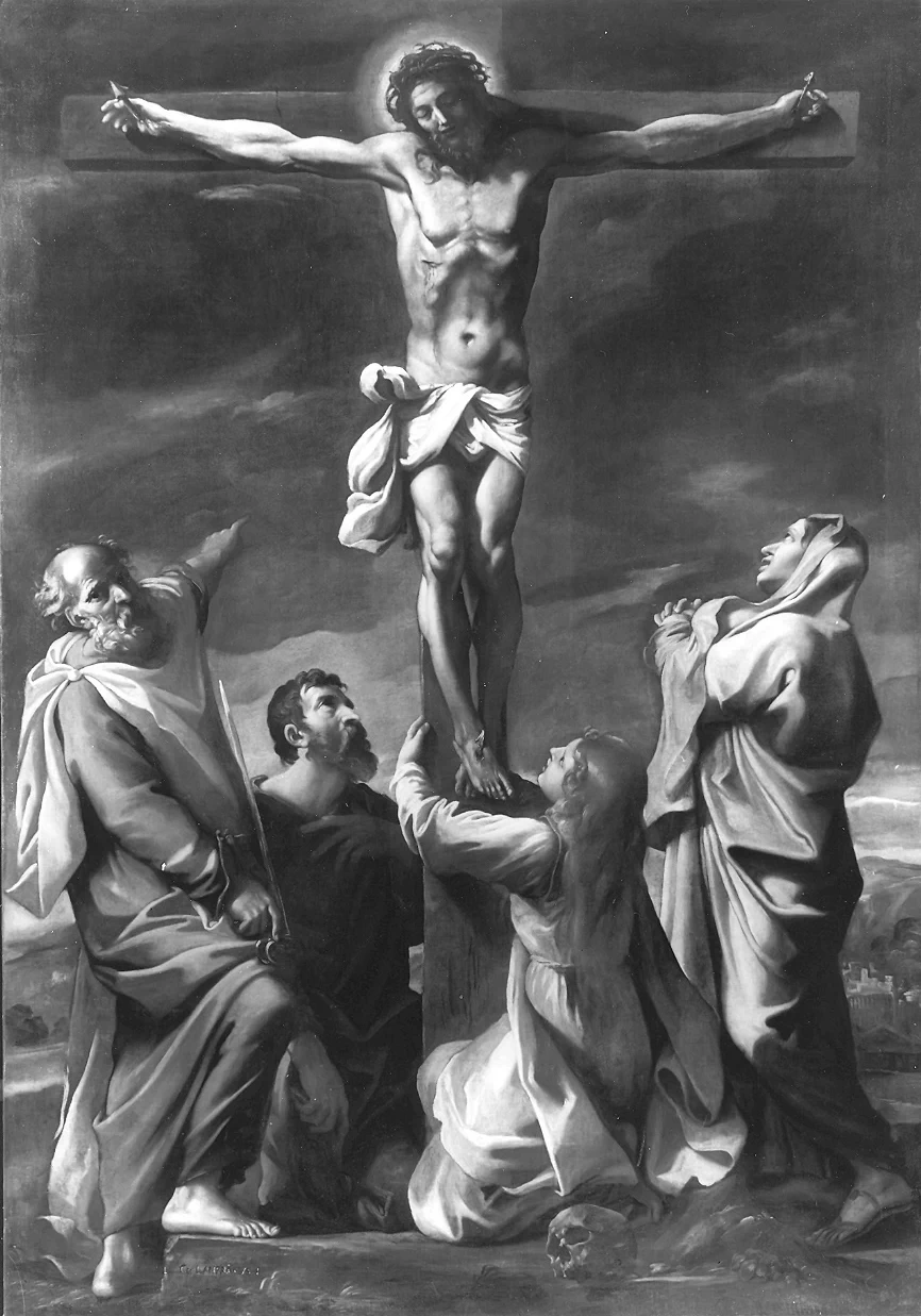  190-Giovanni Lanfranco-Crocifissione di Cristo con la Madonna , San Pietro, San Paolo e Santa Maria Maddalena -Borgo Val di Taro, Parma 